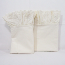 Ralph Lauren Bromley Cream Eyelet Lace Ruffled 2-PC King Pillowcases - $110.00