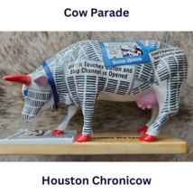 Cow Parade Houston Chronicow with Original Box 2001 Pre-Loved image 1