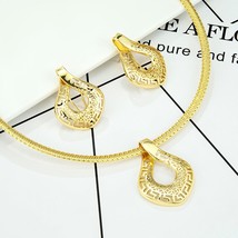 Brazilian Gold Plated Jewelry Set For Women Choker Fashion Italian Earrings Pend - $32.84