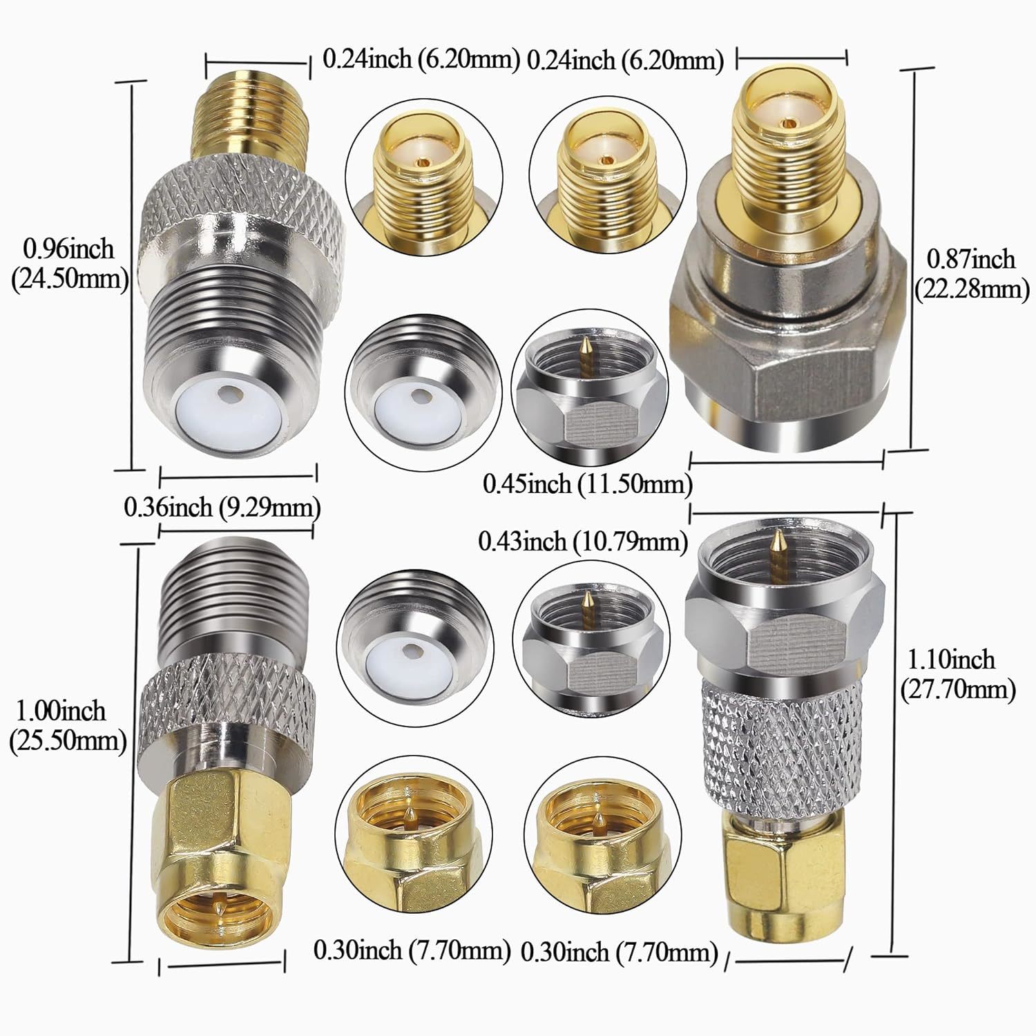4Pcs Sma To F Type Coax Connector, F To Sma Cable Gender Changers Male To Female Coax. Cables