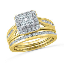 10kt Yellow Gold Round Diamond Bridal Wedding Engagement Ring Band Set 1.00 Ctw - $1,350.00