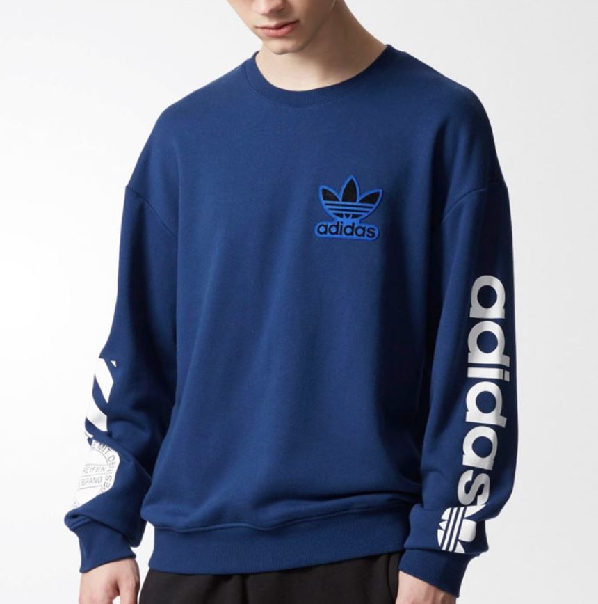 adidas Originals Bloke Pop Chest Box Logo Sweatshirt in Blue for