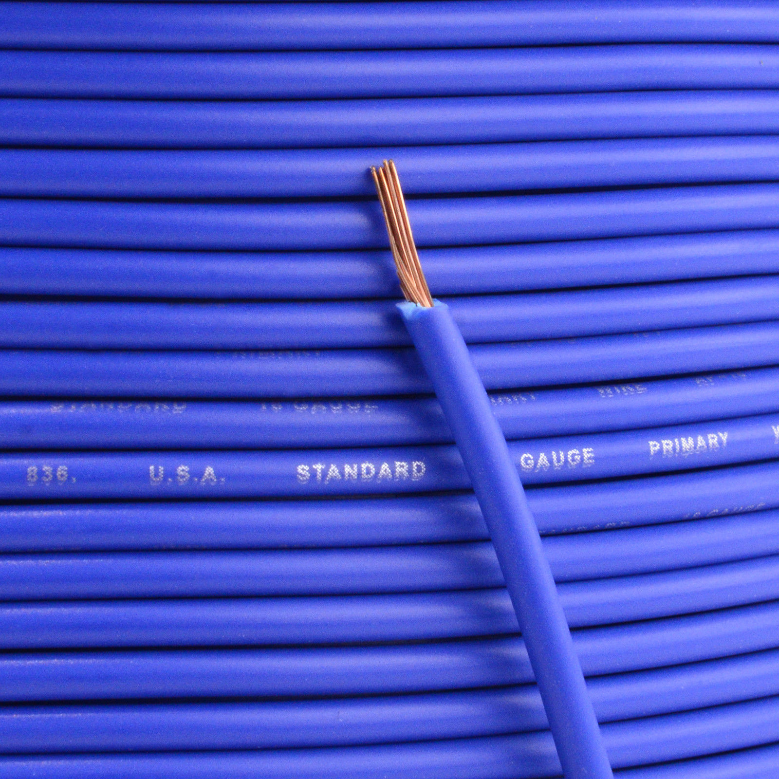 50' Ft Section 18 Gauge Remote Wire Blue CCA AWG Power Primary Flexible