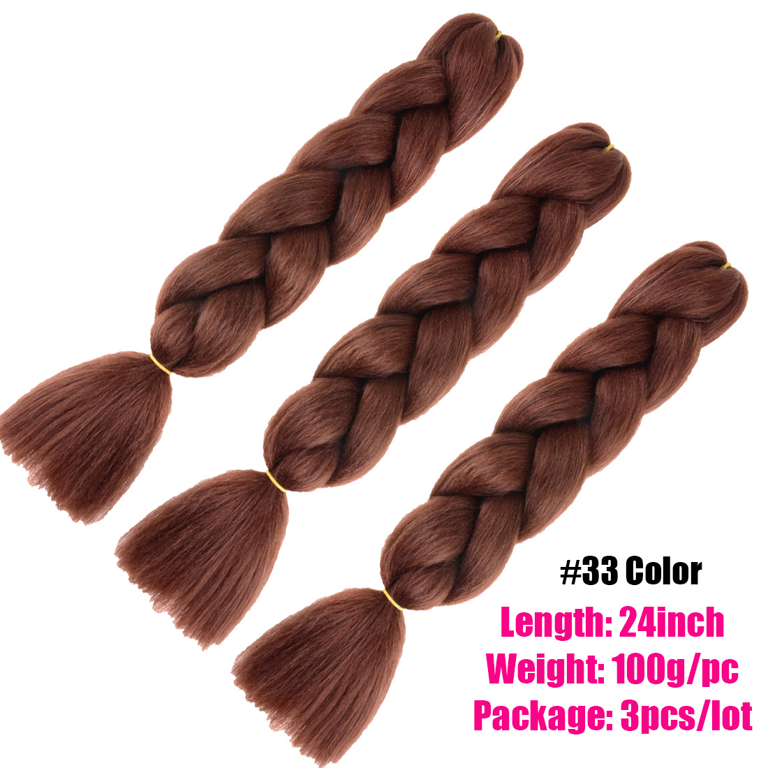 Original Jumbo Braids Hair Extension 3pcs Pure Blonde Color 24inch 100g/pc  For Twist Box Braiding Hair (613#)