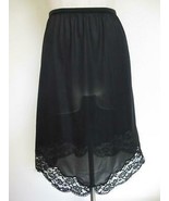 Vintage Black Nylon Vanity Fair Half Slip S Scalloped Lace Hem Satin Pil... - $19.99