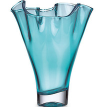 Exquisite Organics Ruffle Turquoise Crystal 12&quot; Vase by Lenox ! - $124.95