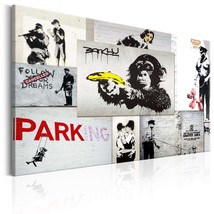 Tiptophomedecor Stretched Canvas Street Art - Banksy: Mario On Concrete -  Stretched & Framed Ready To Hang Art 