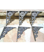 6 Cast Iron Wall Shelf Brackets Corbel VICTORIAN Small Braces Gunmetal G... - $69.98
