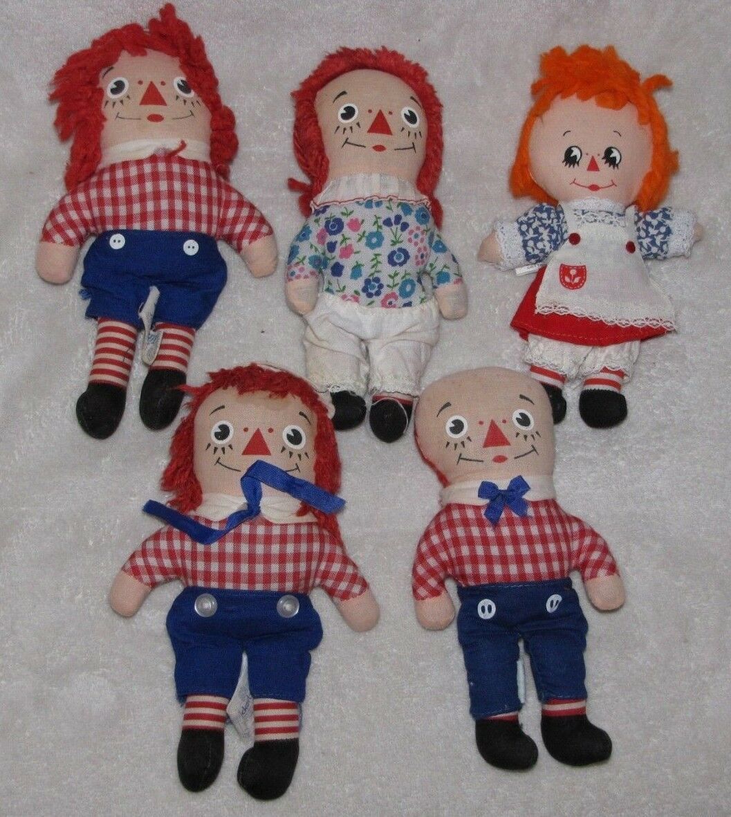 VINTAGE RAGGEDY ANN AND ANDY CLOTH DOLL STUFFED TOY LOT KNICKERBOCKER  HALLMARK