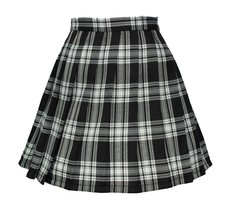 Women`s high waisted plaid short Sexy A line Skirts costumes (2XL, Black mixe... - $19.79
