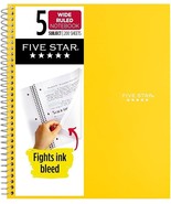 Five Star 5 Subject Spiral Notebook Wide Ruled Paper 10.5X8 - 200 Sheets... - $22.99