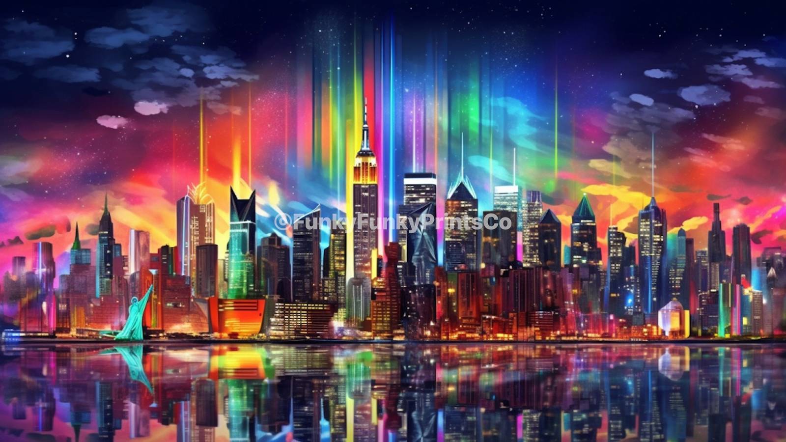 Samsung FRAME TV Art Cyberpunk cityscape of New York, 4K, Digital