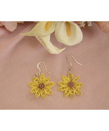 Handcrafted Sunfower Earrings Paper Quill  New - $12.99
