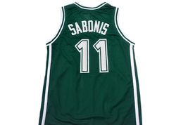 Arvydas Sabonis #11 Zalgiris Kaunas Lithuania Basketball Jersey Green Any Size image 5