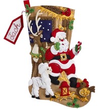 Bucilla Felt Stocking Applique Kit 18 Long Santa and Friends