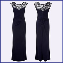 Formal Navy Blue Sequin Long Sleeveless Celebrity Side Slit Party Evening Gown image 2