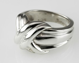 Tiffany &amp; Co. Sterling Silver Crossover Kiss Ring 1990 Size 5 - $237.60