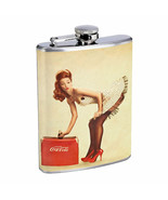 Flask 8oz Stainless Steel Classic Vintage Model Pin Up Girl Design-074 W... - $13.95