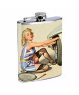 Flask 8oz Stainless Steel Classic Vintage Model Pin Up Girl Design-077 W... - $13.95