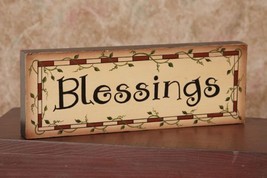  8W1225 - Blessings Block  ... primitive Message Solid Wood Block  - $8.95