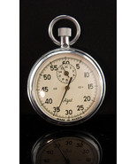 Vintage Agat Pocketwatch - SSR Soviet stop watch - silver steampunk - Co... - $145.00