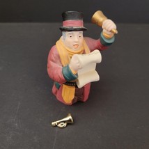 Dept 56 "Town Crier" Ringing Bell Black Top Hat Hand Painted Ceramic Trinket Box - $15.83