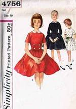 Vintage 1950&#39;s Child&#39;s DRESS Pattern 4756-s Size 10 - $12.00