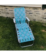 Vintage Sunbeam Webbed Aluminum Folding Chaise Lounge Beach Chair Multi ... - $89.05