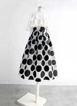 Women White Black Strip Pleated Midi Skirt A-line High Waist Pleated Plaid Skirt image 11