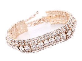 Wedding Bracelet for Brides Fashion Sparkly Clear - $51.49