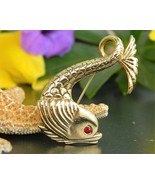 Vintage Koi Fish Goldfish Sea Serpent Brooch Pin Figural Gold Tone - $17.95