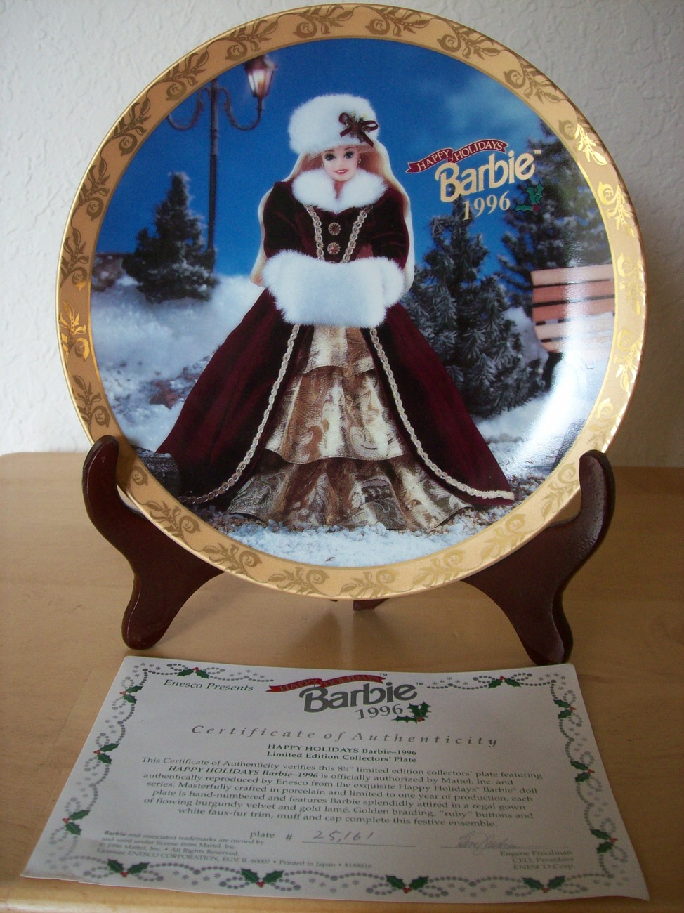 Primary image for 1996 Barbie Enesco Christmas Limited Edition Collector’s Plate.