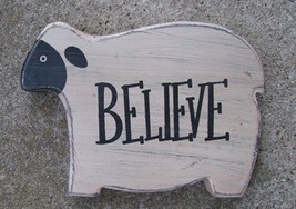  KLY60422 - Chunky Sheep-Believe  Primitive wood   - $6.95
