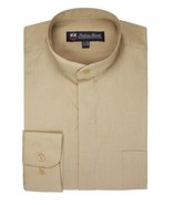 FORTINO LANDI Men&#39;s Long-Sleeve Banded Collar Shirt - Khaki 2XL(18-18.5 ... - $16.99