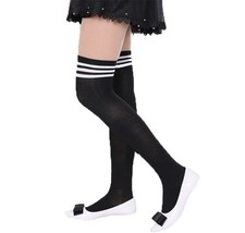Long Opaque Zebra Stripe Socks for Women Leggings Stocking (Triple Strip... - $3.95