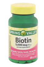 Spring Valley Biotin Softgels, 5,000 mcg, 120 count.. - $11.87