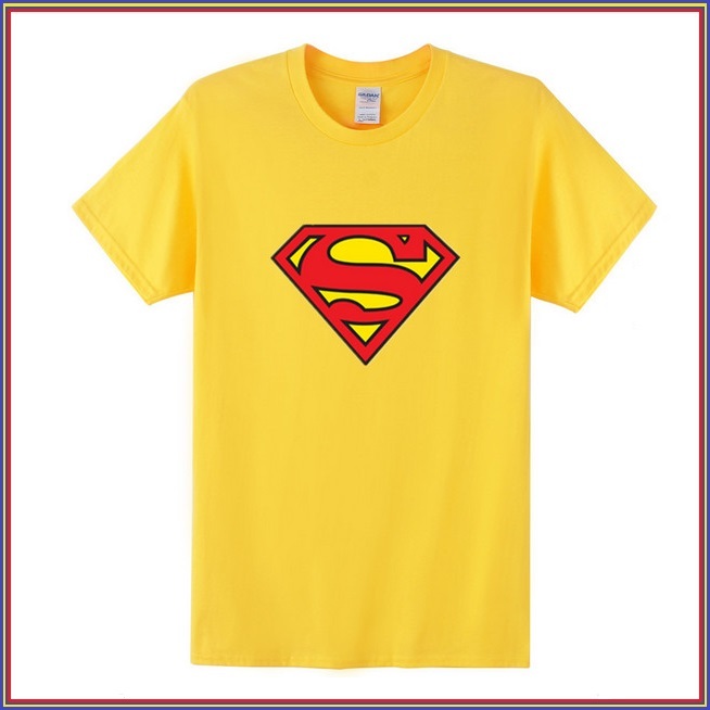 super hero's supermen's yellow cotton short sleeve o neck tee shirt