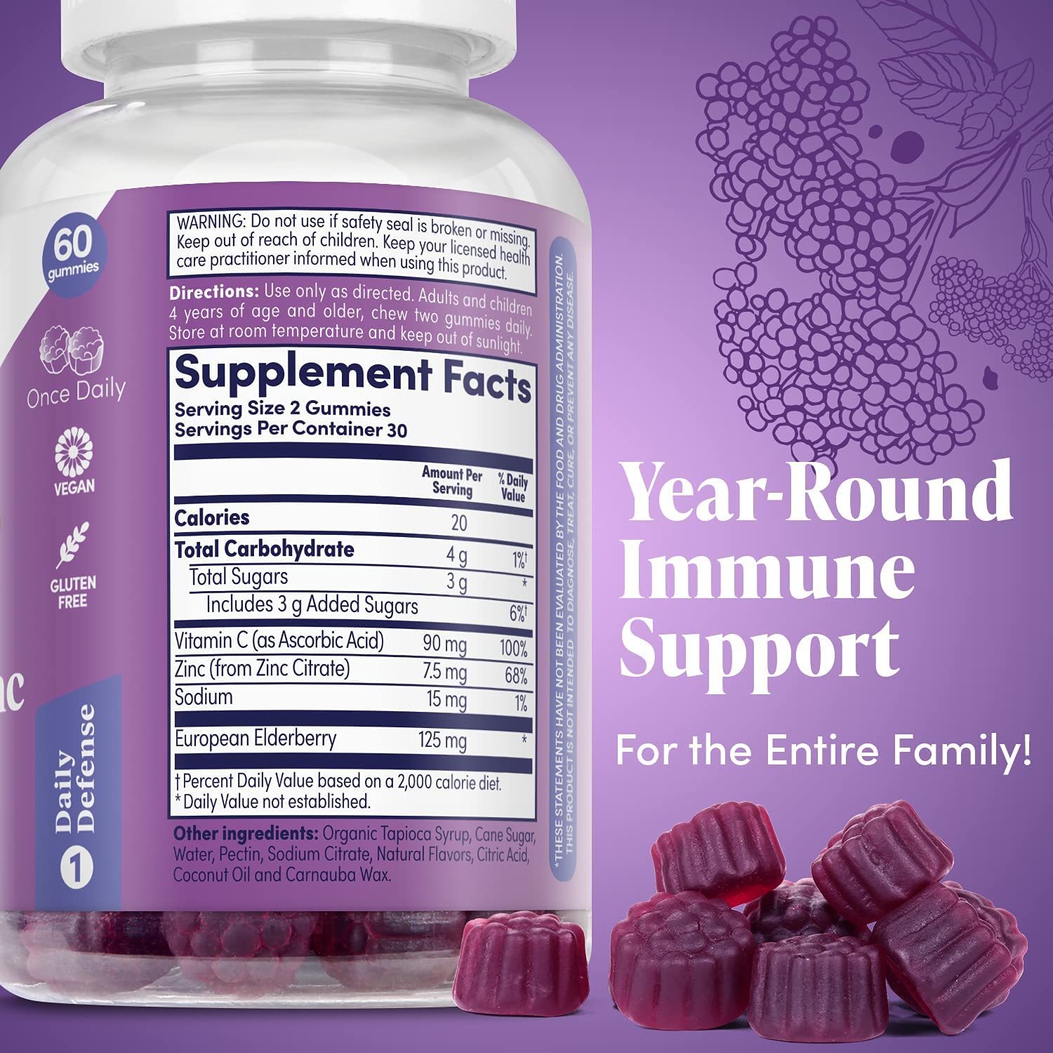 Zand Elderberry Zinc Immunity Gummies Vit C Immune Support for Children