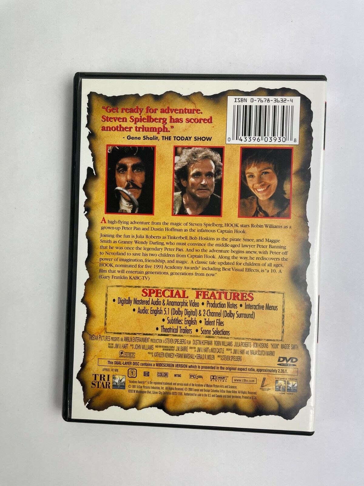 Hook Dustin Hoffman Robin Williams Julia Roberts BOB Hoskins DVD Movies