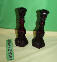 Ruby Red Glass Avon Cape Cod 1876 Pair Of Charisma Cologne Candlesticks ... - $39.59