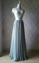 Silver Gray Chiffon Bridesmaid Skirt Floor Length Chiffon Wedding Party Skirt image 6