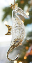 Pottery Barn Seahorse Blown Glass Glitter Ornament - $22.00