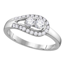 10k White Gold Round Diamond 2-stone Bridal Wedding Engagement Ring 1/2 Ctw - $598.00