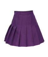 High Waist Solid Pleated Mini Slim Single Tennis Skirts (S,Dark Purple) - $25.73
