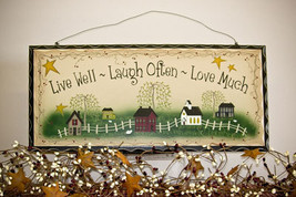   2480-Live Well Laugh Often Love Much Wood Hanging Sign  - $18.95