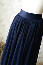 NAVY BLUE Elastic High Waisted Tulle Maxi Skirt Plus Size Bridesmaid Tutu Skirt image 7