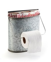 Camping Magazine Rack Toilet Paper Roll Holder Galvanized Metal Grey 9.8" High image 1
