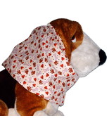 Dog Snood Beige Brown Red Hearts Paws Bones Cotton by Howlin Hounds Size... - $14.00