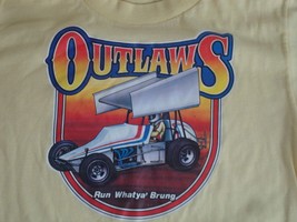 Vintage Yellow Outlaws Go Kart Racing Iron On T Shirt S - $21.83