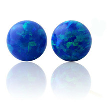 14K Solid Yellow Or White Gold Round Cut Fiery Blue Opal Push Back Stud ... - $24.25